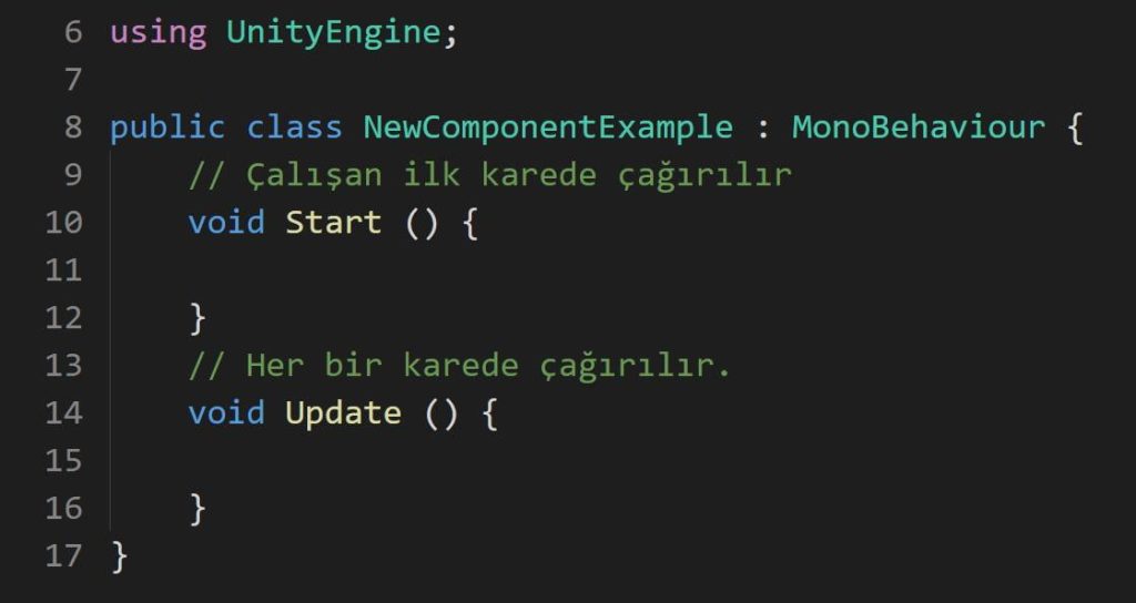 Unity MonoBehaviour Sınıfı Metodları